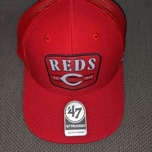 47 Adult Cincinnati Reds Red Squad Adjustable Trucker Hat